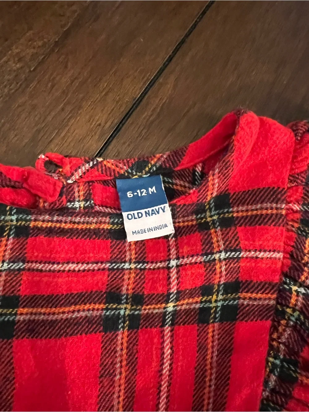Old Navy Red and Black Plaid Baby Romper